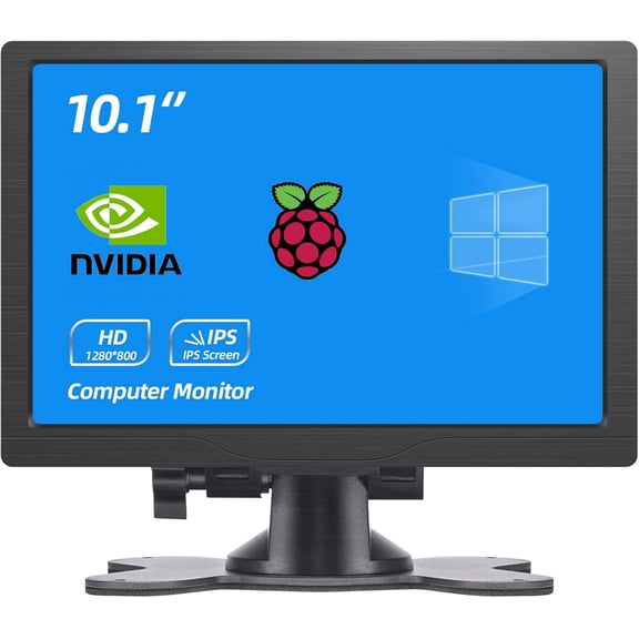 HMH 10.1 Inch HDMI Monitor 1280X800 Portable HD VGA Monitor LCD IPS Screen w/Dual-Speaker for Raspberry pi/PC/Laptop/TV/Cera/Ging