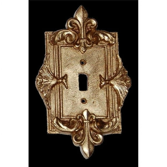 HMH 940305AG Fleur-De-Lis Single Switch Antique Gold Switchplate