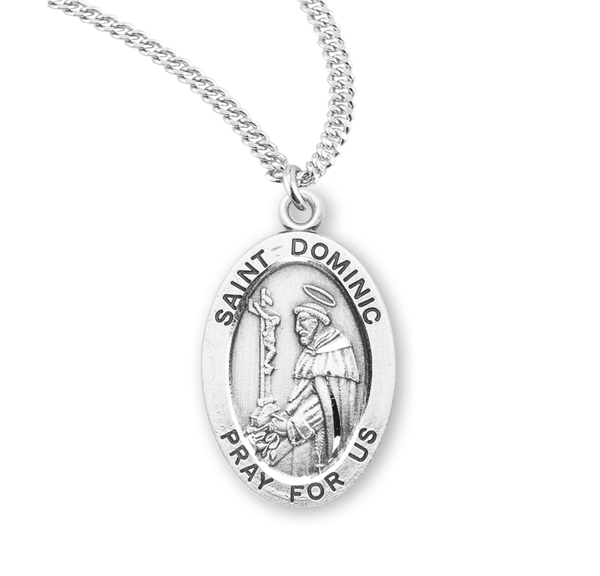 HMH Die Struck Hand Engraved Patron Saint Dominic Oval Sterling Silver ...