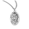 thumbnail image 1 of HMH Die Struck Hand Engraved Patron Saint Francis Xavier Oval Sterling Silver Medal for Men | Women with 20" Rhodium Plated Curb Chain packaged in Deluxe Velvet Box, 1 of 5