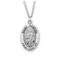 thumbnail image 1 of HMH Die Struck Hand Engraved Patron Saint Gabriel Oval Sterling Silver Medal for Men | Women with 24" Rhodium Plated Endless Curb Chain packaged in Deluxe Velvet Box, 1 of 5