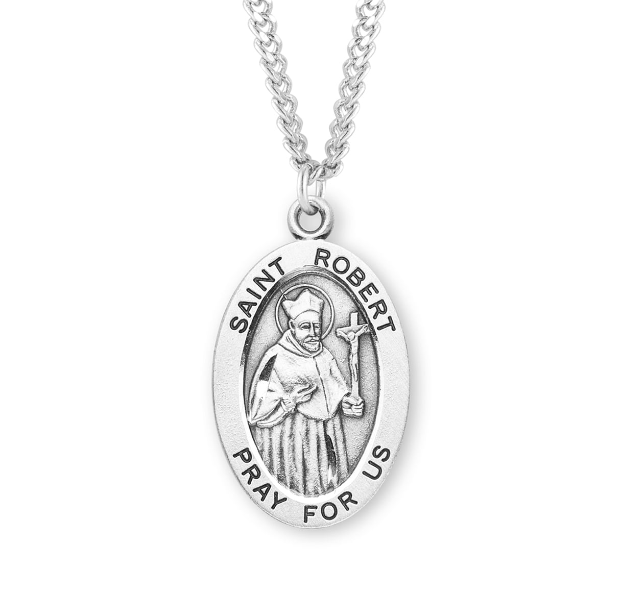 HMH Die Struck Hand Engraved Patron Saint Robert Oval Sterling Silver ...