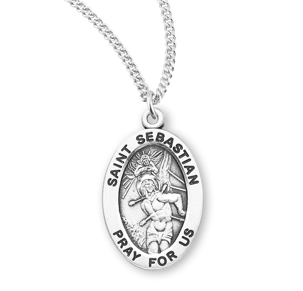 HMH Die Struck Hand Engraved Patron Saint Sebastian Oval Sterling ...