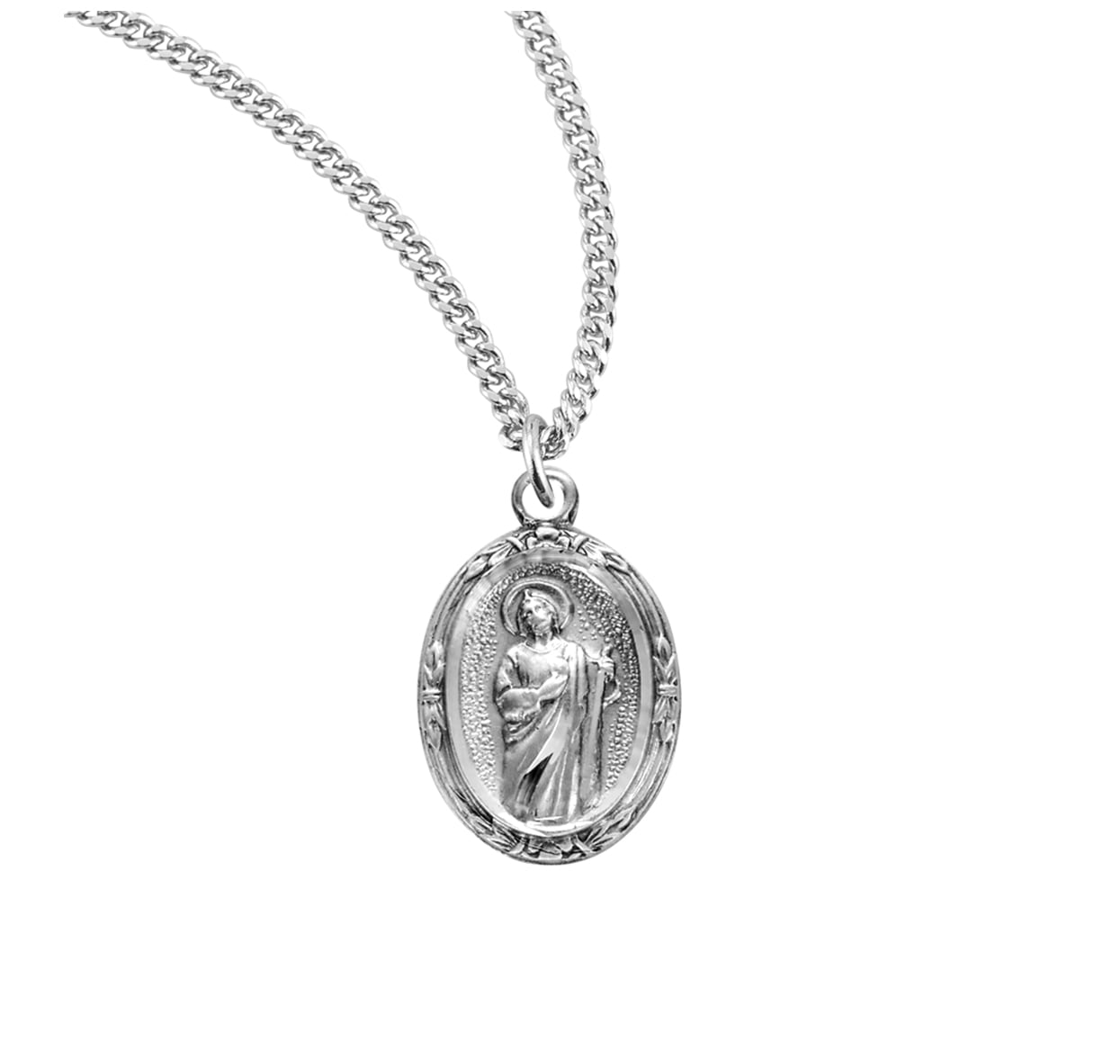 HMH Die Struck Hand Engraved Saint Jude Oval Sterling Silver Medal for ...