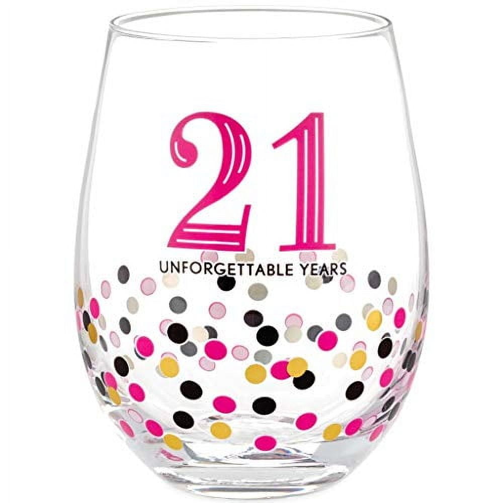 HMK Hallmark 21 Unforgettable Years Confetti Stemless Wine Glass -  Walmart.com