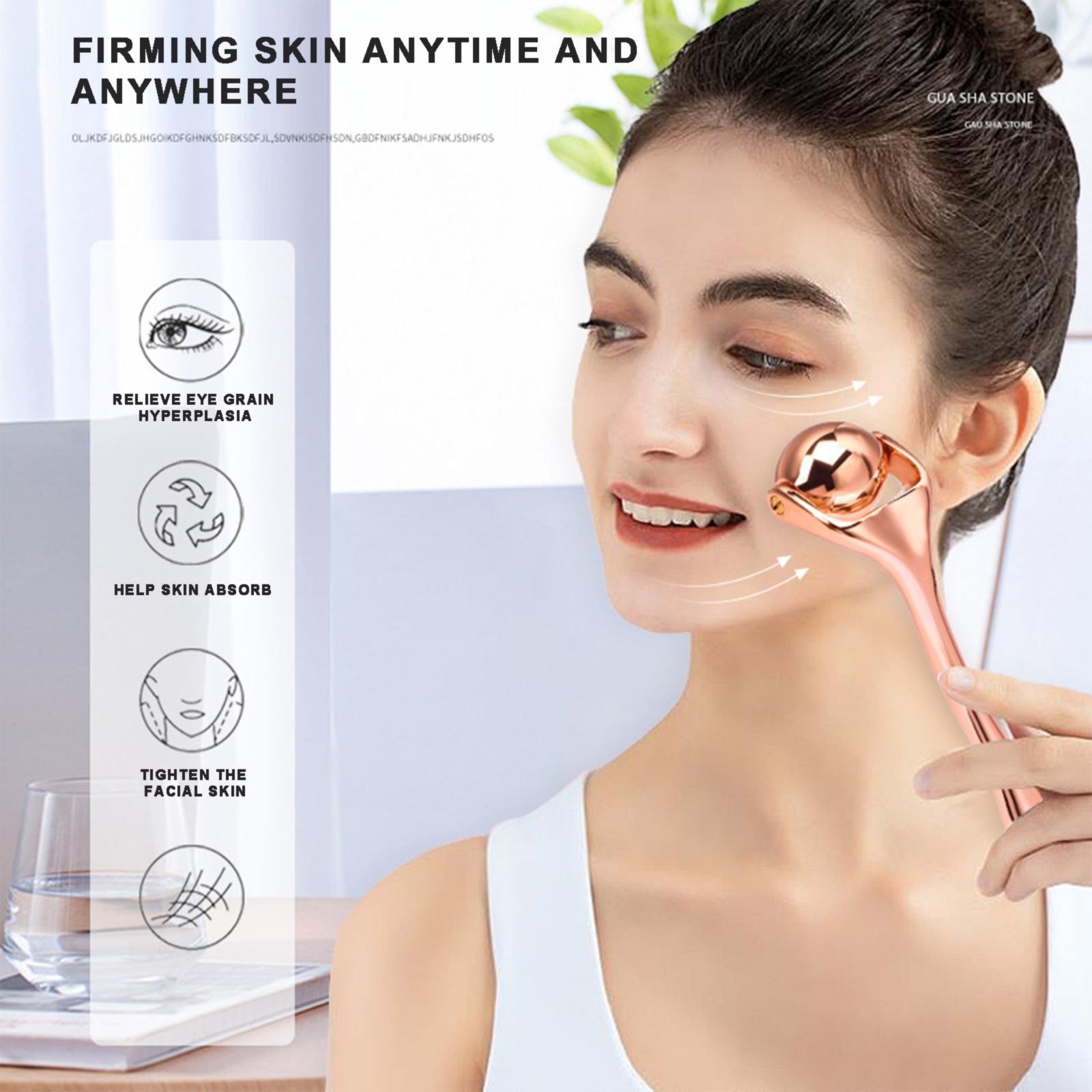 HML Stainless Steel Facial Roller Face And Eye Roller Metal Face Roller