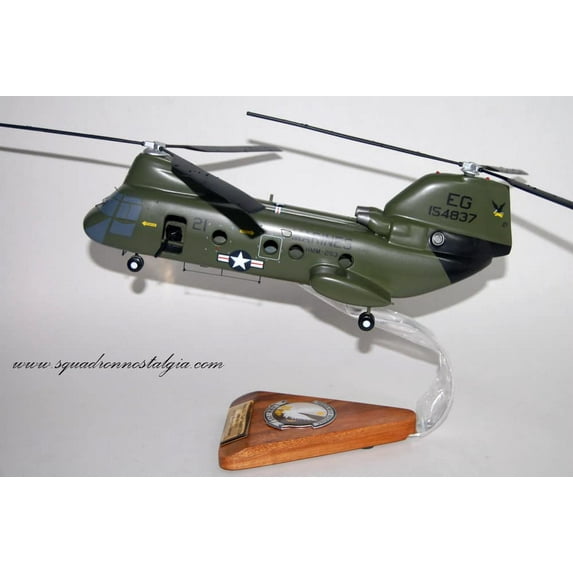 HMM-263 Peach Bush Medevac CH-46 (1970) Model, 1/38 (14") Scale, Mahogany, Phrog