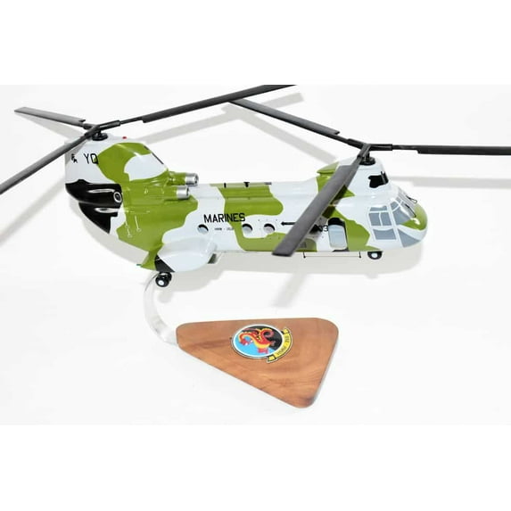 HMM-268 Red Dragons CH-46 model, 1/38 (14") Scale, Mahogany, Phrog