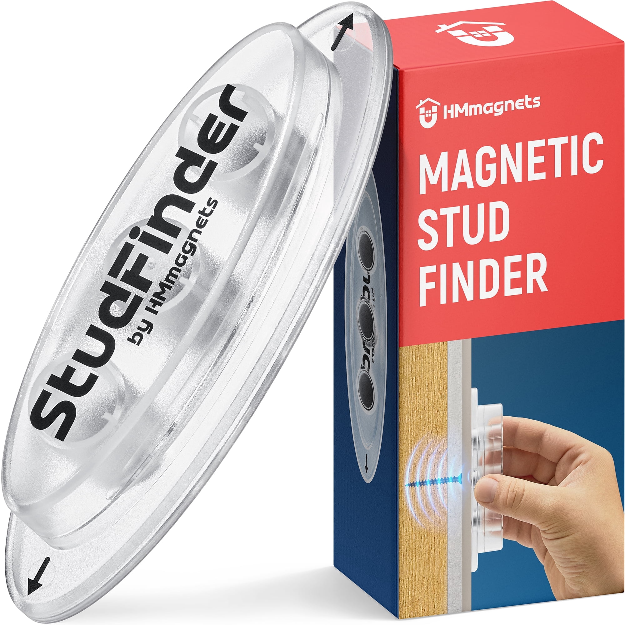 HMMAGNETS Powerful Magnetic Stud Finder Reinforced with 3 Neodymium Magnets - No-Battery Stud Detector - Deep Detection of Wood & Metal Studs in Drywall (Not for Plaster Walls) | 1 Pack