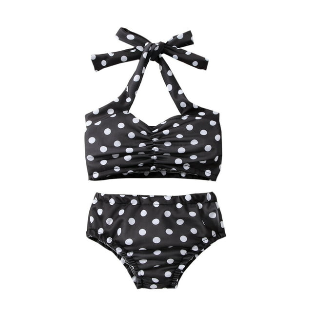 HMOONORY Baby Girl Bikini Kids Toddler Polka Dot Swimsuits Halter