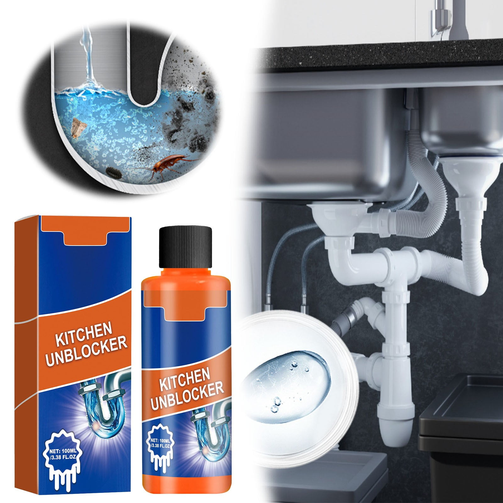 HMOONORY Unblocking Agent Kitchen Toilet Sewer Blockage Pipe Odor