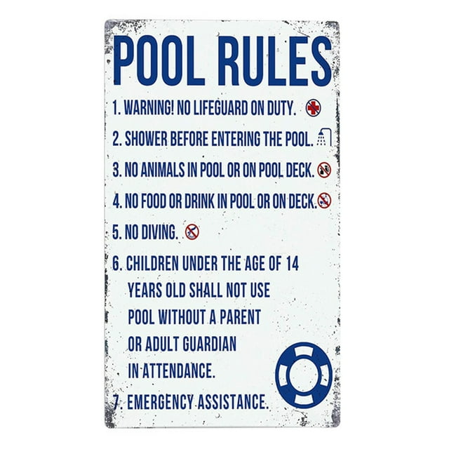 HMOONORY swim Pool Rules Sign Indoor/Outdoor Swimming Pool Decorations