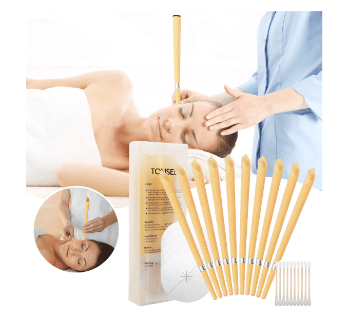 HMPEAIIY 10PCS Ear Wax Cleaning Kit with Cotton Swabs, Beeswax and PU Storage Case