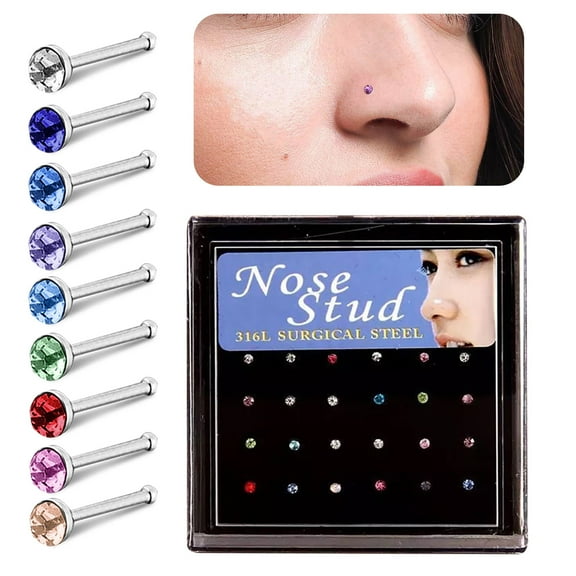 HMPEAIIY 18 Gauge Stud Chain Ring 12g Jewelry Nose Ring Plugs Clear Lip Rings 16g Double Hoop Nose Rings for Women 18g Stud 18g Lip Stud Piercing Rings Non Piercing Jewelry No Piercing Nose Ring 6mm