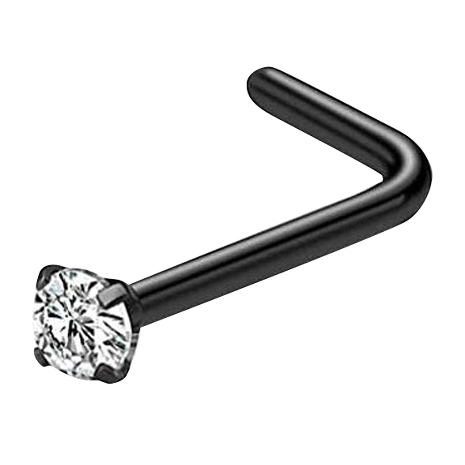 Short Nose Rings HMPEAIIY 18g Nose Ring Hoop Nose Rings Small Studs Long L Shaped Nose ...