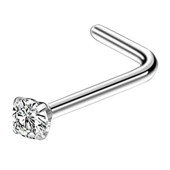 HMPEAIIY 18g Nose Ring Nose Rings Small Studs Long L Shaped Nose Rings Small Nose Rings for Women Nose Ring Dangling Nose Stud 16 Gauge 18 Gauge Nose Piercing Jewelry Nose Ring Spiral Nose