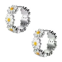HMPEAIIY Ear Ringing Jewelry for Women Hoops Small Daisy Earrings For Women White Epoxy Flower Earrings Simple Temperament Daisy Earrings