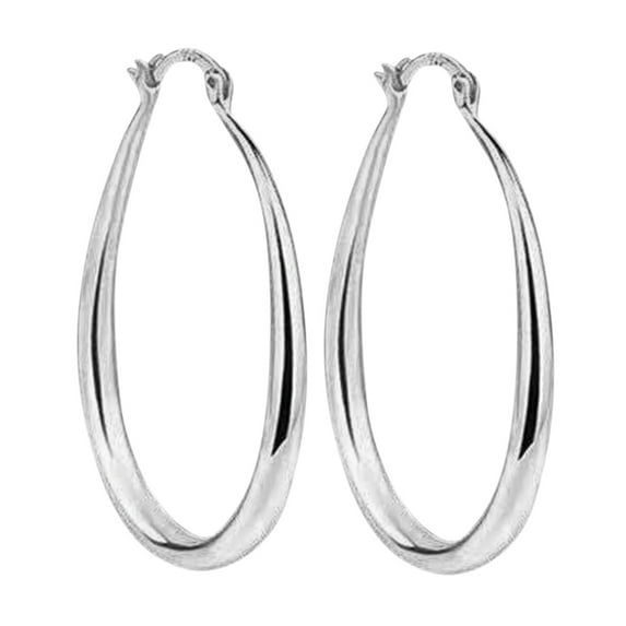 HMPEAIIY Fashion Silver Color Oversize Earrings For Women Big Metal Round Earrings Fashion Earring Silver Earrings Jewelry For Women Star Earrings Opal Clip on Earrings Filled Earrings