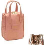 HMPEAIIY Makeup Bag 2024 New Makeup Bag For Women PU Large Capacity Travel Portable Makeup Bag Organizer With Divider And Handle Organizing Tote with Zipper Makeup Bag And Pouch Bag Zipper