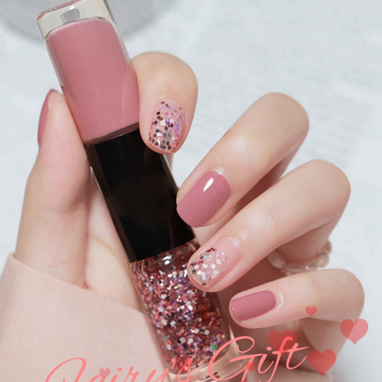 HMPEAIIY Nails Girls Oily Two Color Nail Polish New Non Baked Quick Drying Durable Non Peelable