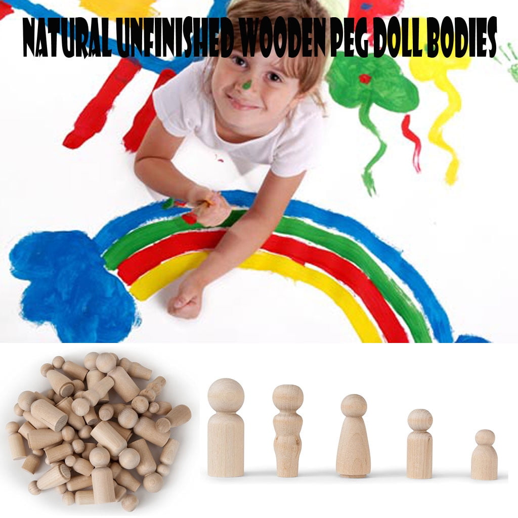HMPEAIIY Sensory for Boys 5 Natural Unfinished Wooden Peg Doll Bodies