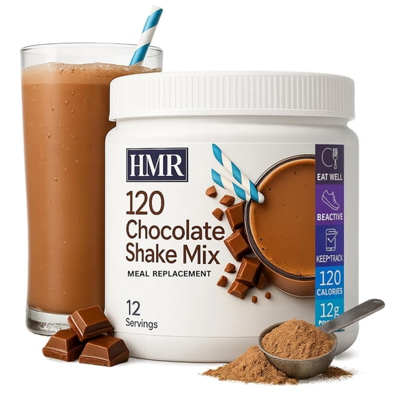 HMR 120 Chocolate Meal Replacement Shake Mix | 12g Protein | Low Calorie Nutritional Drink | 12 Servings