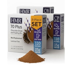 HMR 70 Plus Chocolate Shake & Pudding Mix, Meal Replacement Powder, 15g Protein, Lactose-Free, Low Calorie, 21 Packets