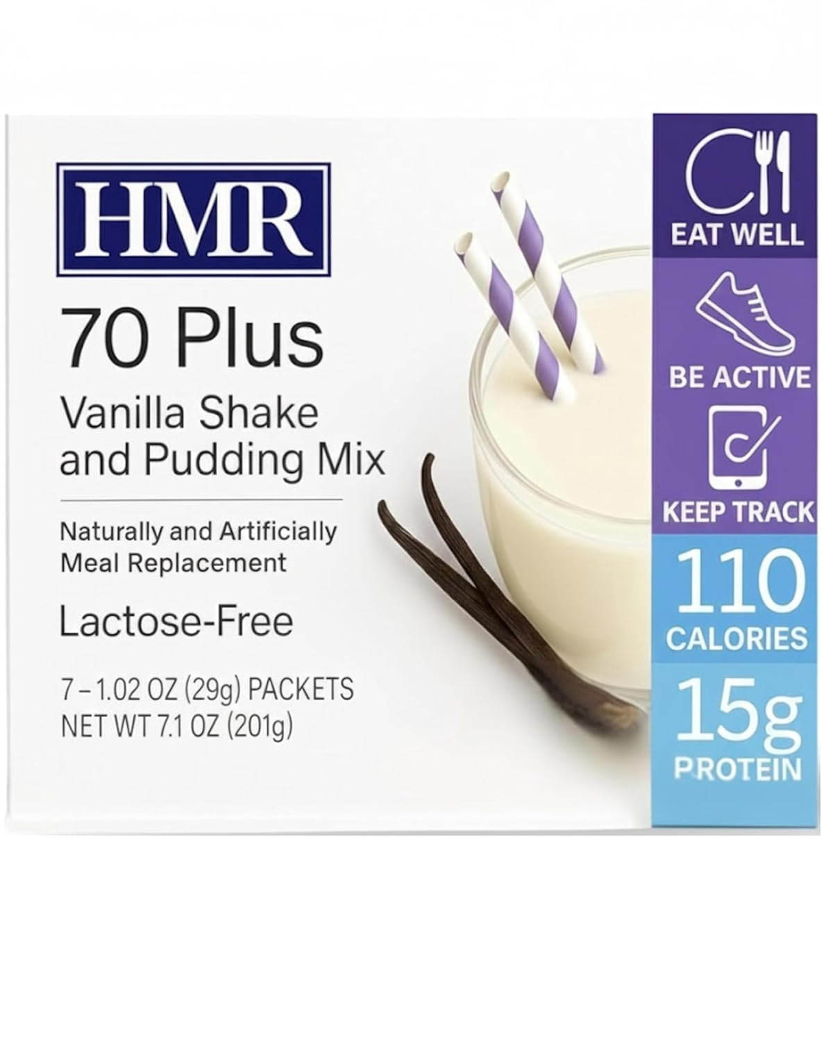 HMR 70 Plus Vanilla Meal Replacement Powder, Lactose Free, 15g