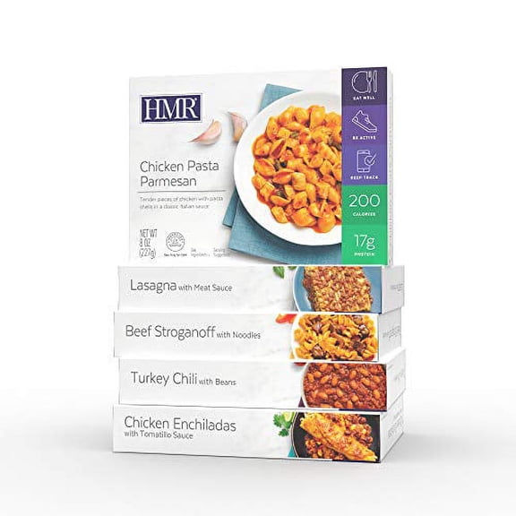 HMR Top 5 Entree Variety Pack: 1 ea. Chicken Pasta Parmesan, Beef Stroganoff, Chicken Enchiladas w/Tomatillo Sauce, Lasagna w/Meat Sauce, Turkey Chili w/Beans, 8 oz. Servings, 5 Different Meals