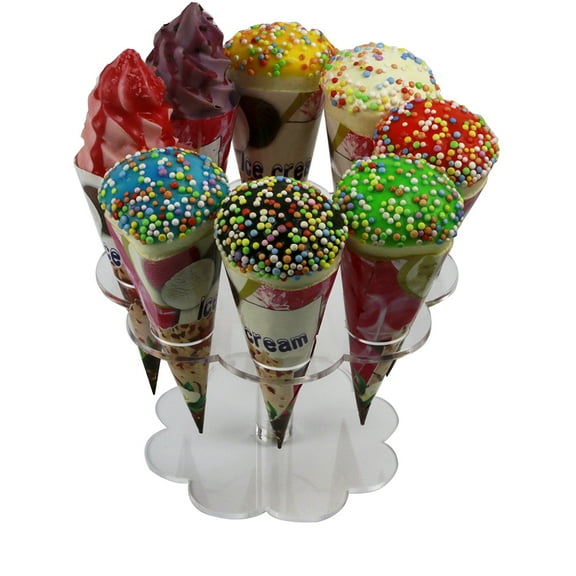 HMROVOOM 8 Holes Ice Cream Cone Holder,Acrylic Ice Cream Stand ,Cone Holder Rack for Party Wedding Birthday
