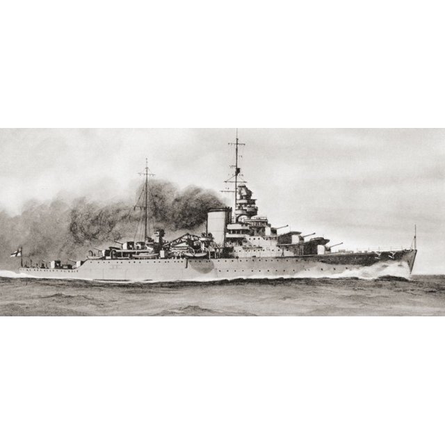 HMS Effingham, a Hawkinsclass heavy cruiser. She sank in 1940. From British Warships, published