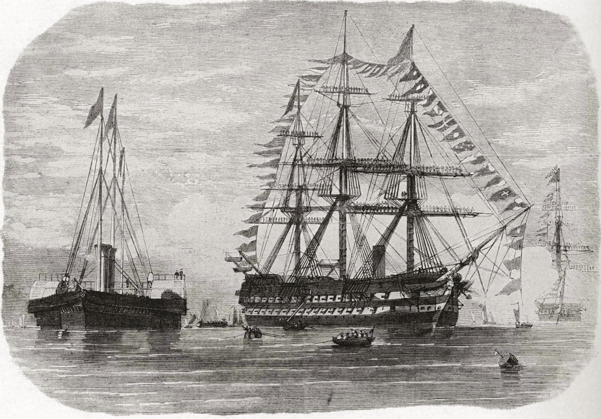 HMS Hero in 1860 A 91 gun ship-of-the-line From Edward VII His Life and Times published 1910 Canvas Art - Ken Welsh Design Pics (34 x 24)