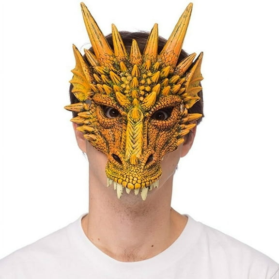 HMS Mythical Orange Dragon Mask Supersoft Adult Costume Accessory One Size