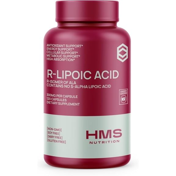 Stabilized R-Lipoic Acid 300mg Per Serving, R Alpha Lipoic Acid ALA Supplement Antioxidant for Nerve, Energy & Metabolism Support, NSF Certified Supplement,Non-GMO & Vegan,120 Capsules,4 Month Supply
