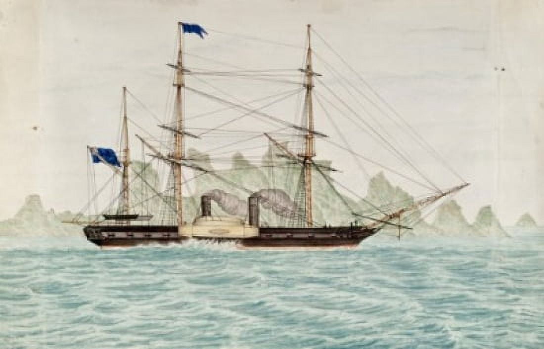 HMS Penelope off Princess Island by William Buck 1840-1888 Canvas Art - William Buck (18 x 24)