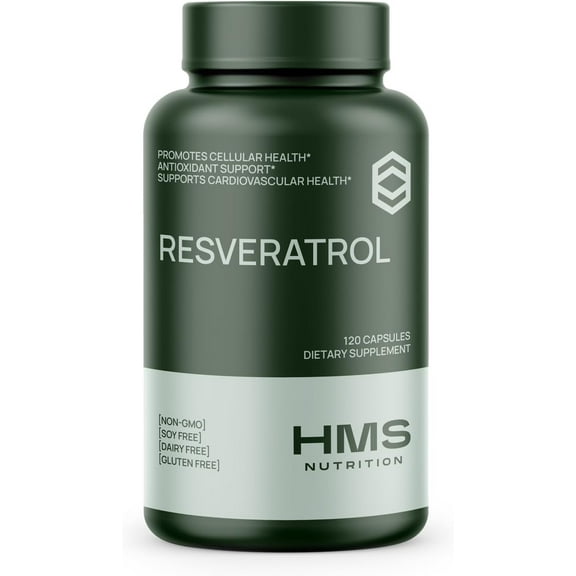 "HMS" Resveratrol 1400mg 120 Capsules High Potency Trans-Resveratrol with Powerful Antioxidents Acai Grapeseed Green Tea Supports