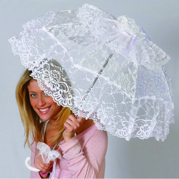 HMS Steampunk Victorian Costume Umbrella Parasol 24" - White