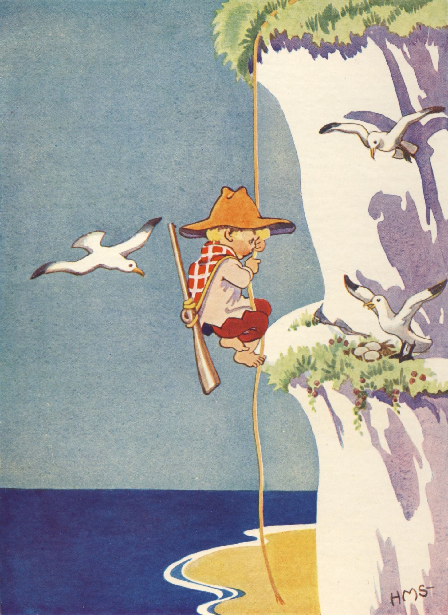 HMS The Prize 1930 Child on cliff Canvas Art - HMS (24 x 36)