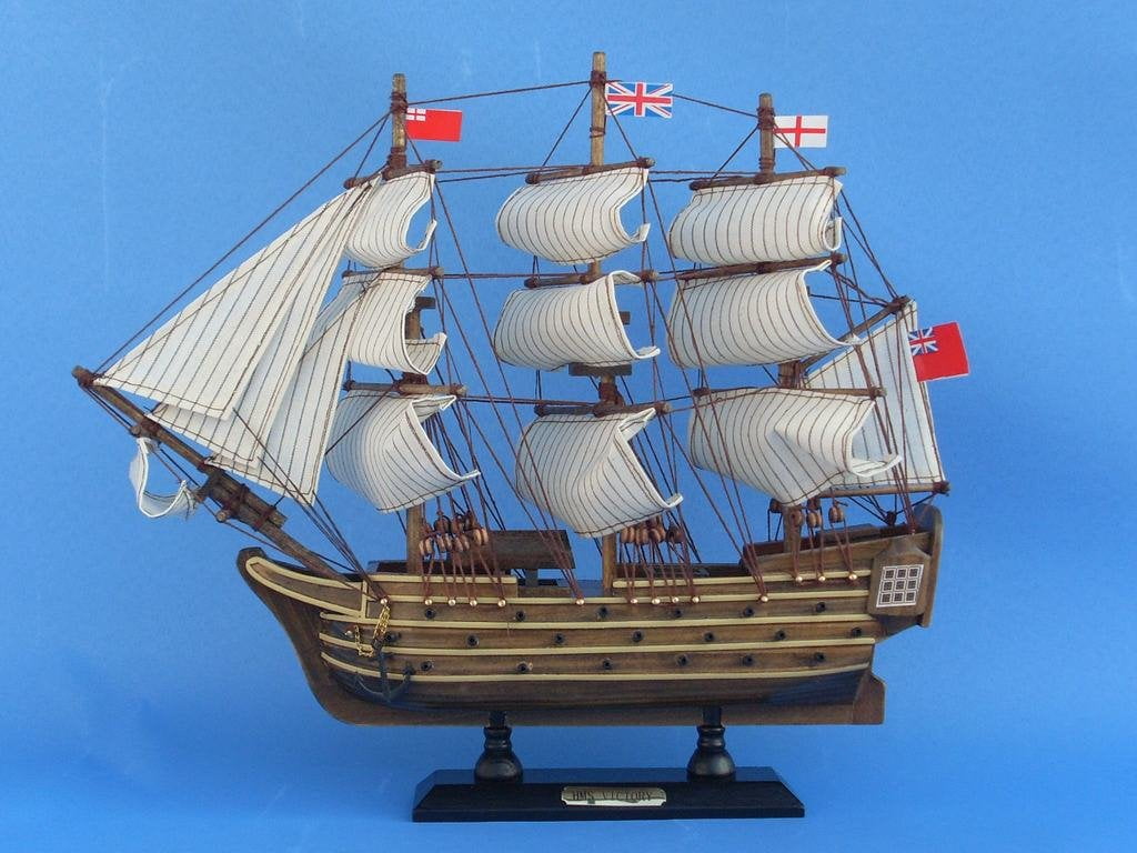 HMS Victory 14" - Wooden Tall Ship - Nautical Decoration - Model Tall Ship - T