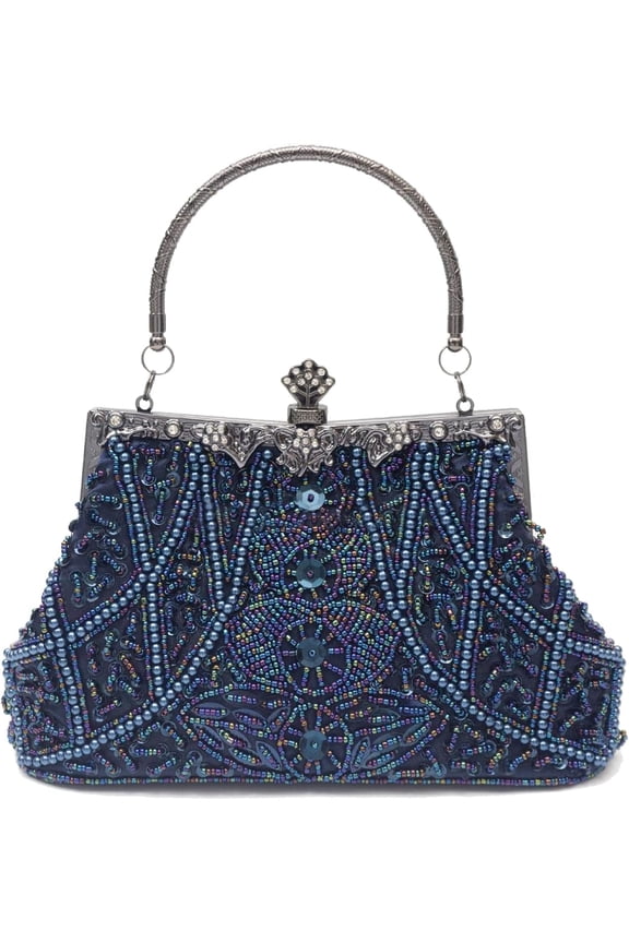 1920s Vintage Beaded Evening Bag for Women Pearl Clutch Bag Sequin Handbag Bridal Wedding Purse