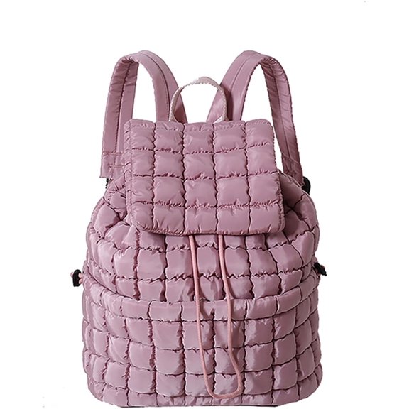 HMSHA Backpack for Women - Trendy Drawstring Puffy Backpack (Black)