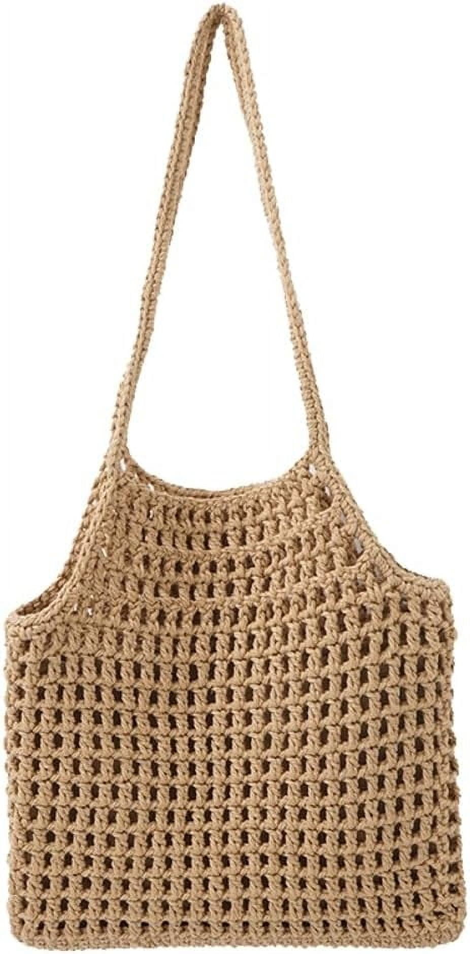 HMSHA Beach Tote Bag for Women Summer Crochet Knit Hollow Handbags Stylish Tote for Beach Travel and Everyday Use 2025
