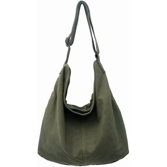 HMSHA Canvas Shoulder Bag for Women Casual Lightweight Crossbody Purse Ladies Hobo Bag Large Cotton Handbag for Everyday