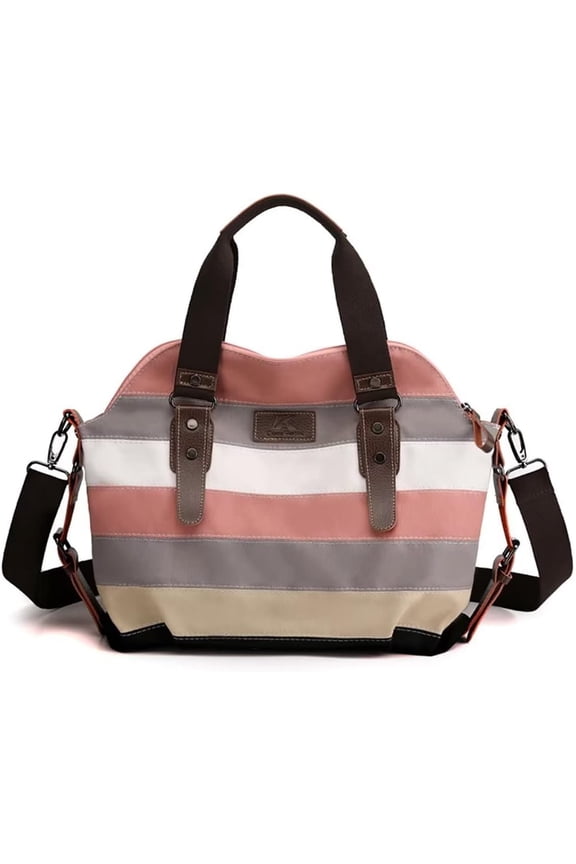 Canvas Shoulder Bag for Women Vintage Multi-color Crossbody Purse Large Multi-pocket Tote Handbag Daily Shopping Purse