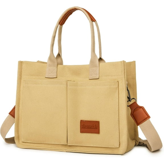 HMSHA Canvas Tote Bag for Women,Laptop Bag Work Tote Bag Women Crossbody Purse Handbag Shoulder Travel Messenger Gym Tote