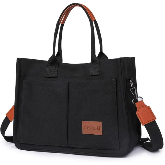 HMSHA Canvas Tote Bag for Women,Laptop Bag Work Tote Bag Women Crossbody Purse Handbag Shoulder Travel Messenger Gym Tote