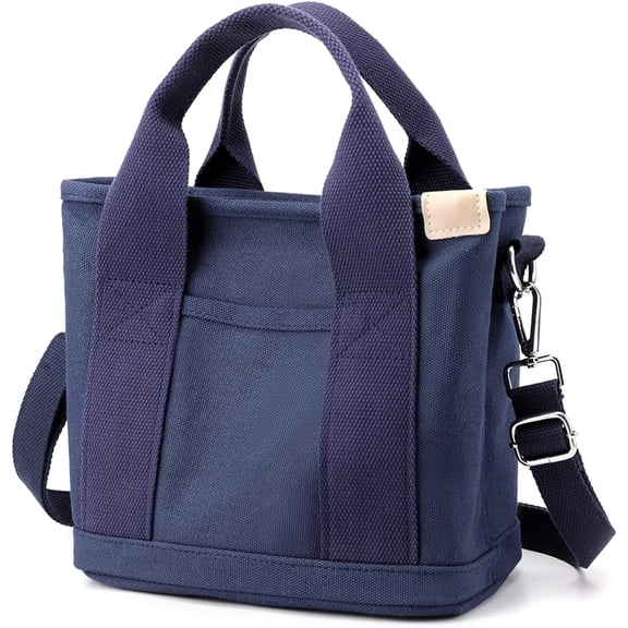 HMSHA Canvas Tote Bag for Women Small Tote Bag with Zipper Canvas Crossbody Bag Shoulder Bag Satchel Handbag with Compartments