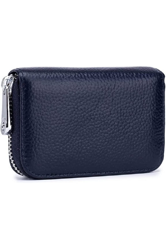 Card Wallet RFID Blocking Genuine Leather Multipurpose Zipper Card Holder Coins Pouches Unisex (Yellow)