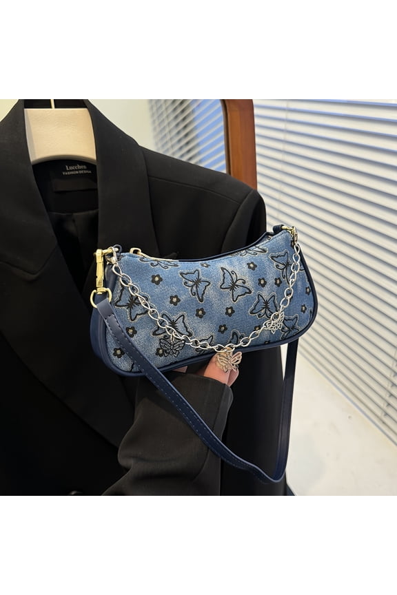 Chic y2k-inspired butterfly charm shoulder bag-fashionable PU leather with zip closure, perfect for daily use & Holidays