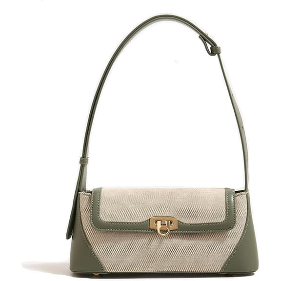 HMSHA Clutch Shoulder Bag Small for Women PU Leather Canvas Mini Tote Handbag Purse with Buckle Closure